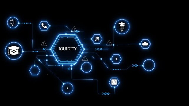 Liquidity management system with financial flow analysis and cash optimization workflow for corporate stability and investment strategy 4k transparent background visuals