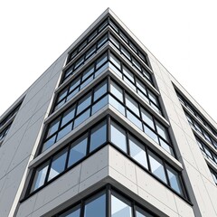 Obraz premium Close-up vector illustration shows a tall building corner with many windows.