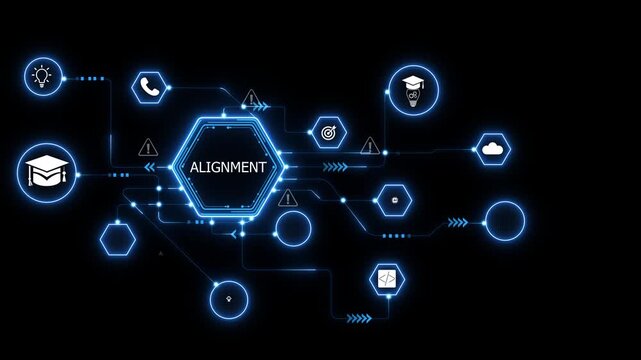 Business Alignment interface visualizing corporate strategy dashboard with secure organizational coordination system and advanced digital technology concept 4K animation video concept.