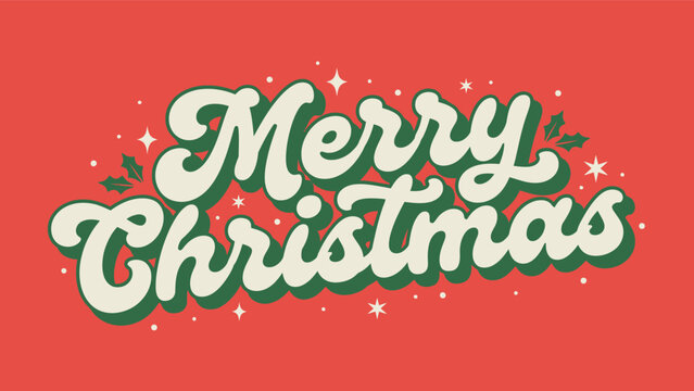 Merry christmas retro script typography greeting with christmas typography lettering greeting celebration december