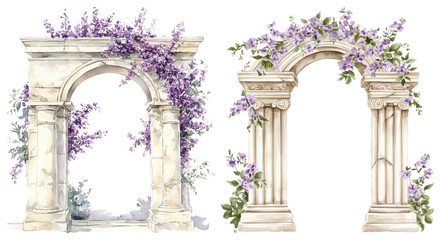 Naklejka premium PNG Elegant floral archways illustration on transparent background