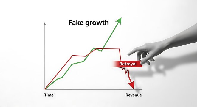 Graph shows a financial decline caused by corporate betrayal issues.