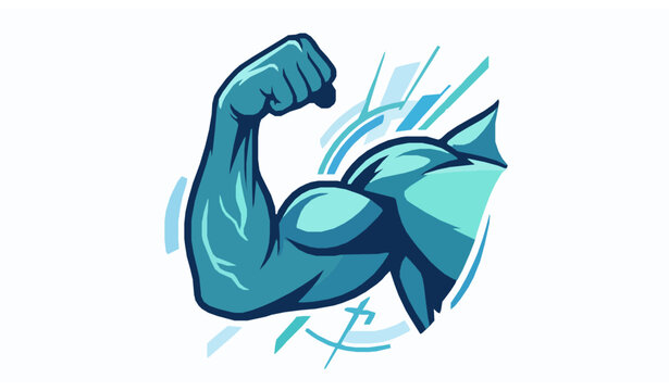 Muscular bicep strength symbol vector illustration