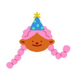 Fototapeta premium Little kid with birthday hat celebration doodle art