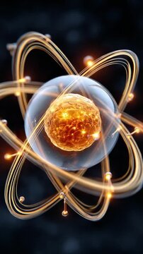 Atomic Nucleus in Motion: An artistic depiction of an atomic nucleus, with its vibrant core and orbiting electrons.
