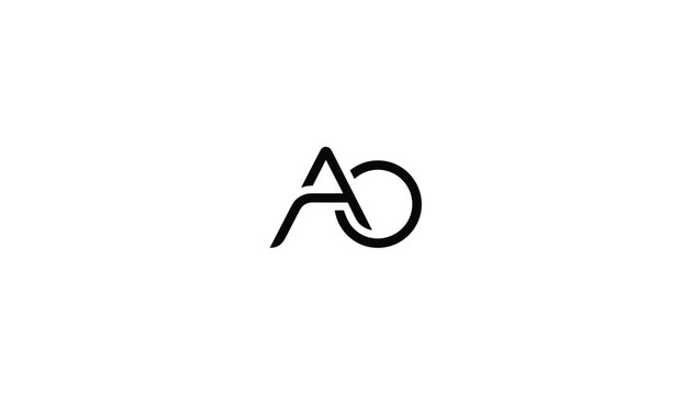 Minimalist logo design featuring the letters A and O intertwined with sleek black lines on a white background for brand identity purposes.