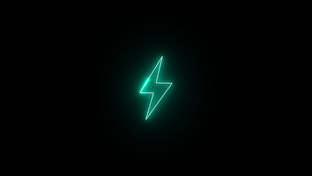 Energy neon electricity lighting bolt sign icon.