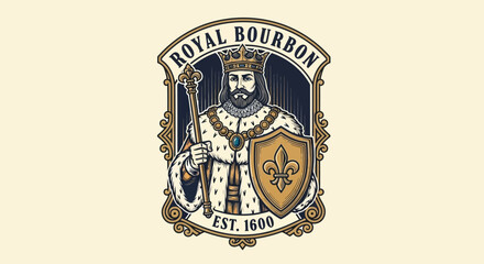 Royal Bourbon Logo With Knight Illustration. © Remb