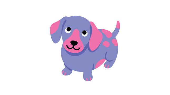 Cute purple dog with pink spots and floppy ears standing alone