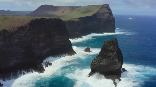 Stunning senkaku bay aerial view of rugged cliffs and blue ocean