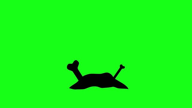 Silhouette animation of a zombie hand rising from a grave on a chroma key green screen background, perfect for horror and Halloween visual effects