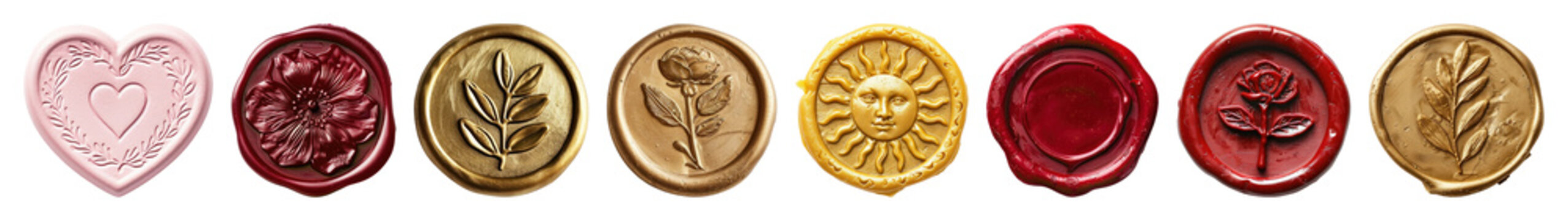 PNG Colorful wax seals collection on transparent background