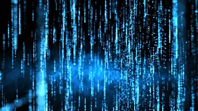 Abstract Blue Digital Rain A mesmerizing cascade of blue digital streams flows downwards creating an abstract representation of data and technology evoking a sense of futuristic wonder