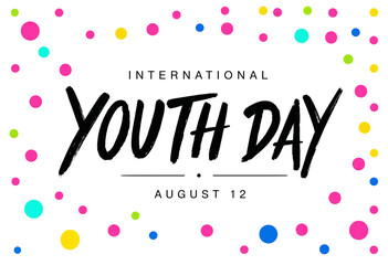 International Youth Day celebration with colorful dots on white background
