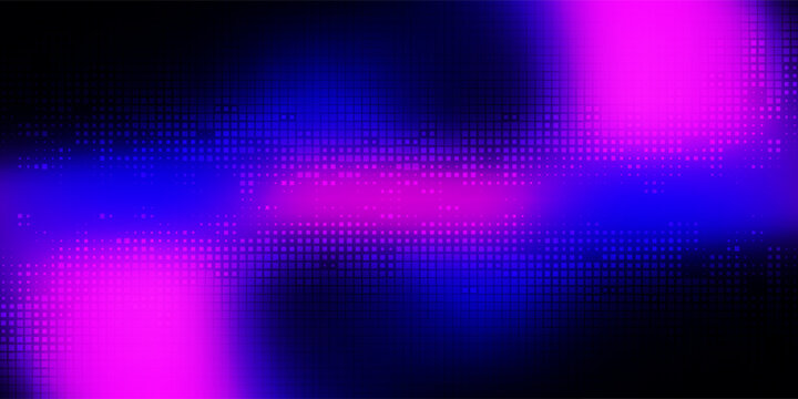 Purple abstract pixel texture bg video screen. Tv pattern background with square noise effect. Futuristic broadcast neon gradient banner for television. Modern vhs led static display element