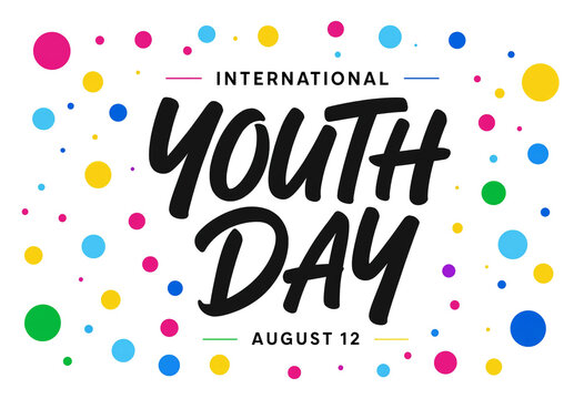 International Youth Day celebration with colorful dots on white background