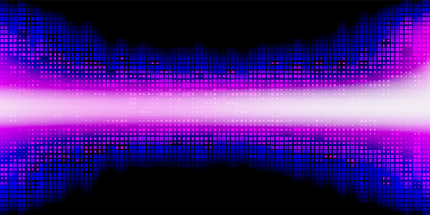 Purple abstract pixel texture bg video screen. Tv pattern background with square noise effect. Futuristic broadcast neon gradient banner for television. Modern vhs led static display element © Mansur
