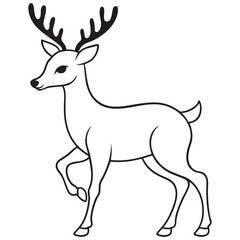 Obraz premium Cute Deer Coloring Page Line Art for Kids Printable Vector