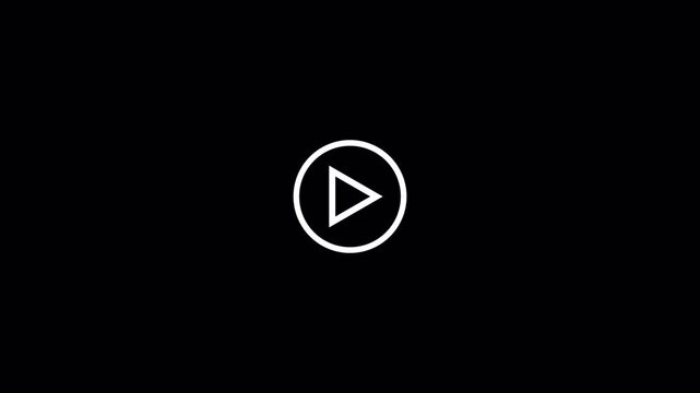 Minimal Play Button Icon on Transparent Background, Media Player UI Motion Graphic, 4K Alpha Channel