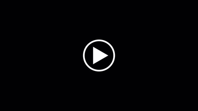 Minimal Play Button Icon on Transparent Background, Media Player UI Motion Graphic, 4K Alpha Channel