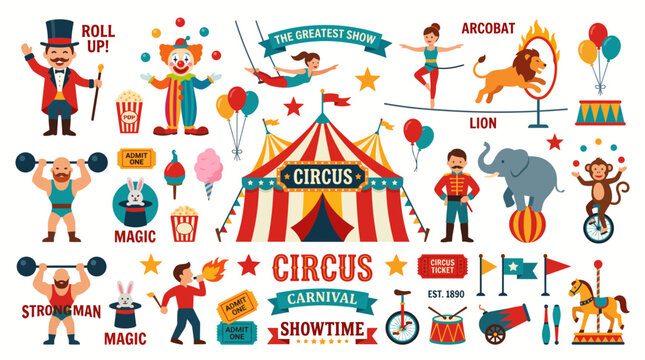 Circus and carnival elements collection