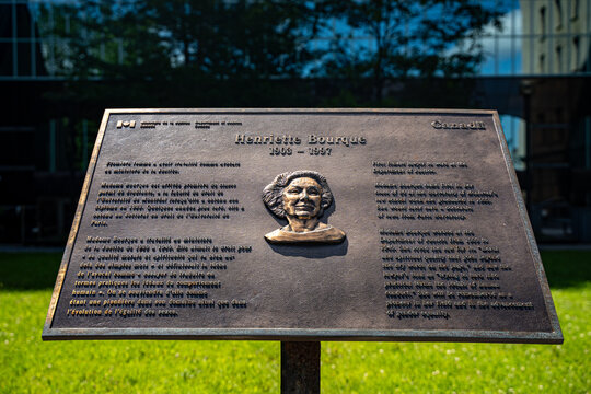 Close up of Henriette Bourque commemorative plaque in Ottawa. Ottawa, Canada - June 24, 2026.