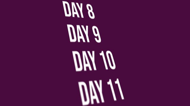 2026 month Day 1 to Days 31 scrolling video 3D effect, Blurred 4K