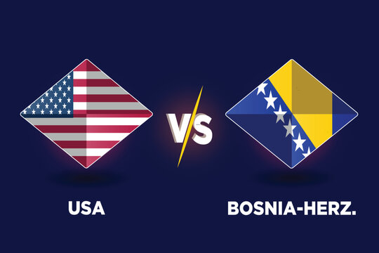USA vs Bosnia and Herzegovina football match scoreboard broadcast template for FIFA World Cup 2026.