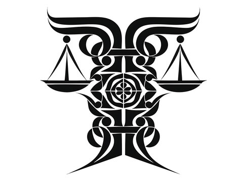 Black scales icon with ornate design
