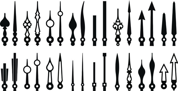 Variety of clock hands and pointers
