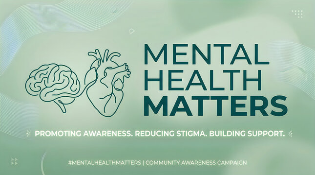 World mental health day brain heart illustration for awareness campaigns