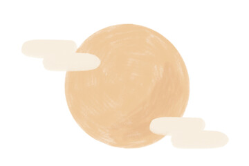 満月と雲のシンプルな秋の背景イラスト素材 コピースペースあり © chimo