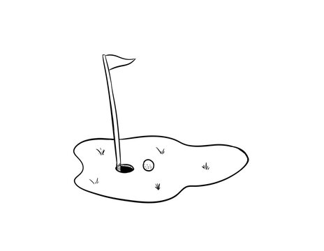 golf hole digital drawing illustration isolated