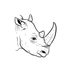 rhinoceros head digital drawing illustration isolated © mbahran