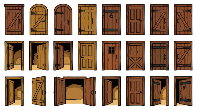 Collection of various wooden doors and gates.