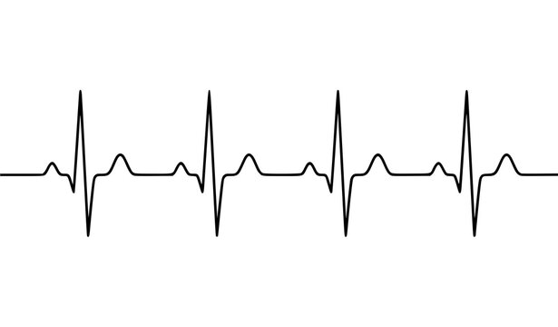 Continuous Heartbeat Pulse One Line Drawing Minimal ECG Wave Vector Illustration