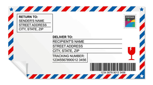 Vector envelope icon, mailing label template, shipping package design, postal delivery concept