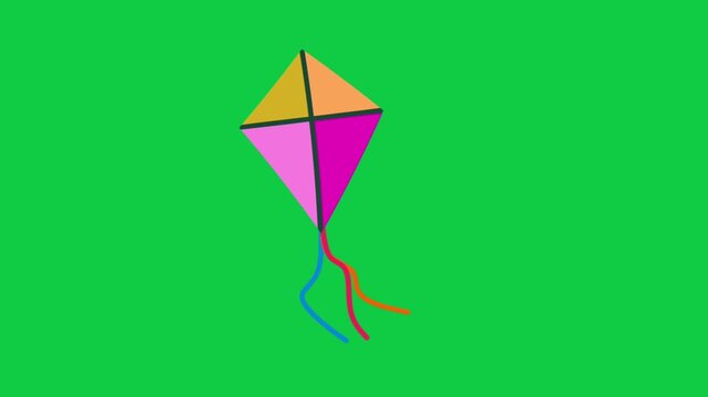2D Animated Colorful Kite with Flying Tail for Outdoor Fun