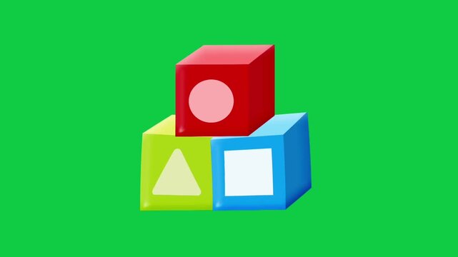 2D Animated Building Blocks with Colorful Shapes for Kids Learning