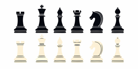 Chess Pieces Set Black And White Vector Illustration © Sukla