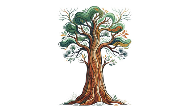 Creative Color Sequoia Tree Vector Design