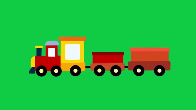 2D Animated Toy Train with Colorful Wagons for Kids Entertainment