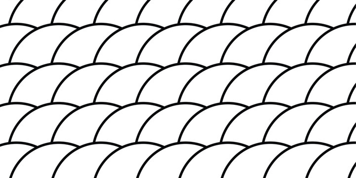 Vector illustration of a seamless fish scale pattern in black and white for backgrounds and textures