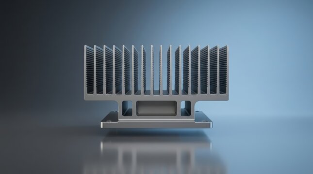 Passive heat sink 3D render natural convection thermal management component for industrial electronics and cooling systems