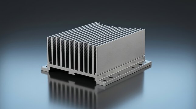 Extruded heat sink 3D render linear thermal management component for industrial electronics and professional cooling systems