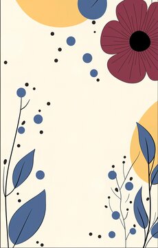 Hand Drawn Floral Doodle Elements with Leaves and Flowers on White Background