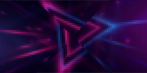 Purple abstract pixel texture bg video screen. Tv pattern background with square noise effect. Futuristic broadcast neon gradient banner for television. Modern vhs led static display element. Eps10 © achmad