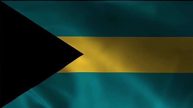 National Bahamas Banner Footage Animation Loopable Flow Emblem Patriotism Breeze Silk Satin Backdrop Motion Fluttering Flag