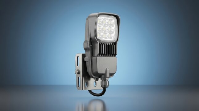 Forklift mast light 3D render industrial task illumination fixture for warehouse vehicles, material handling equipment and logistics operations