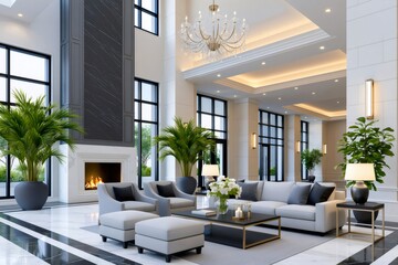 Obraz premium Luxury modern living room interior design lobby lounge